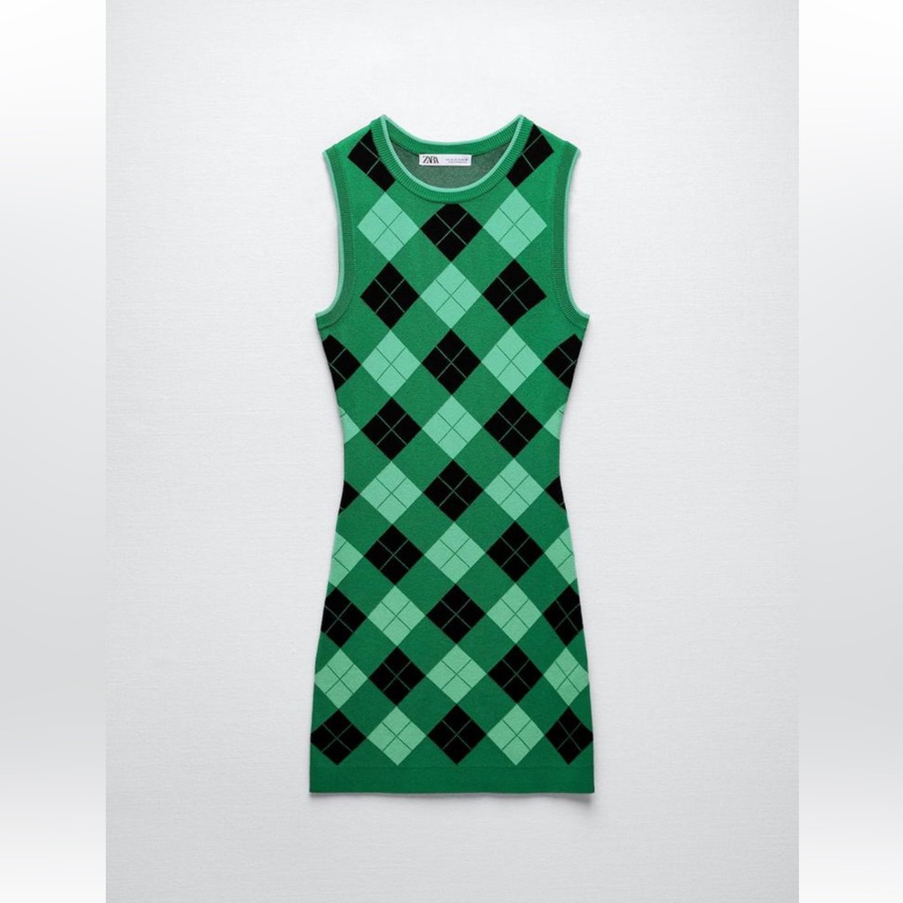 Zara Diamond Patterned Knit Dress
